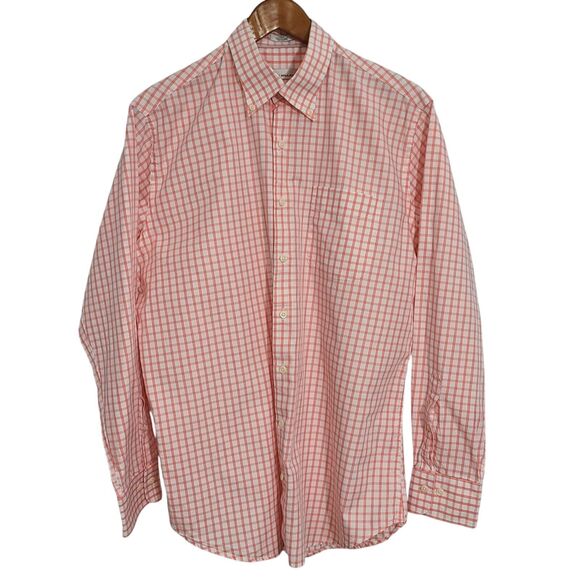 Peter Millar Men's Long Sleeve Button Up Shirt Pink White Plaid Large - Picture 1 of 7